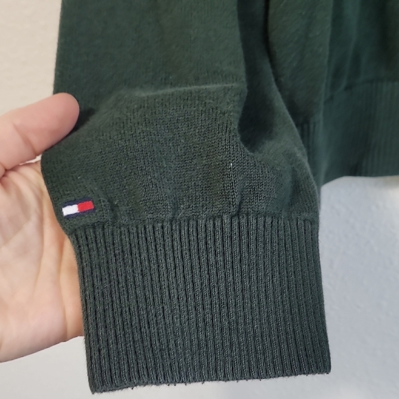 Tommy Hilfiger Men Argyle V Neck Sweater Size L Green Yellow Y2K Academia Jumper - Picture 7 of 11